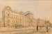 L'Université de Vienne sur la Ringstrasse avec tramway hippomobile et figures, vue du bâtiment encore en construction en 1878, érigé par Heinrich von Ferstel 1873-1884 - Rudolf von Alt — Ansicht des Kunstwerks
