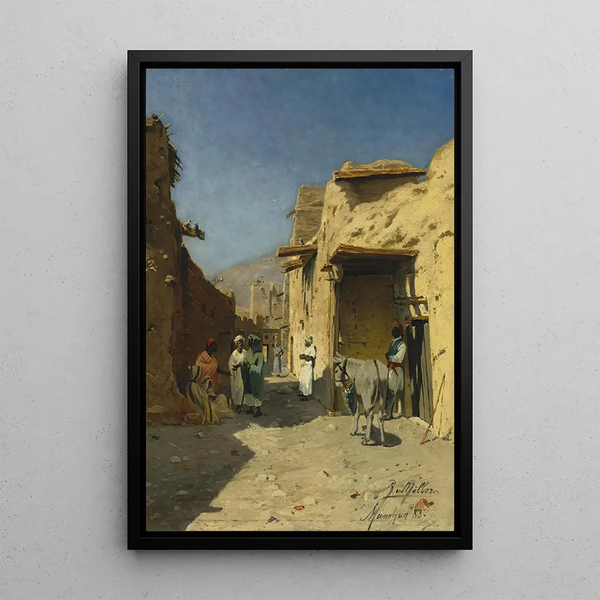 an Arabic street - Rudolph Gustav Müller — framed artwork on a wall