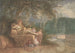 Un parco con figure vicino a una statua vicino all'acqua - Salomon Gessner — vista dell’opera