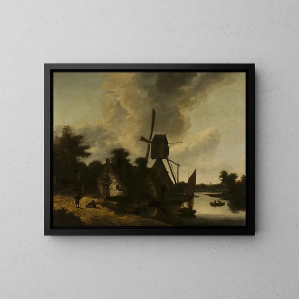Landschaft mit einem Windmühle - Salomon Rombouts — gerahmtes Bild an der Wand