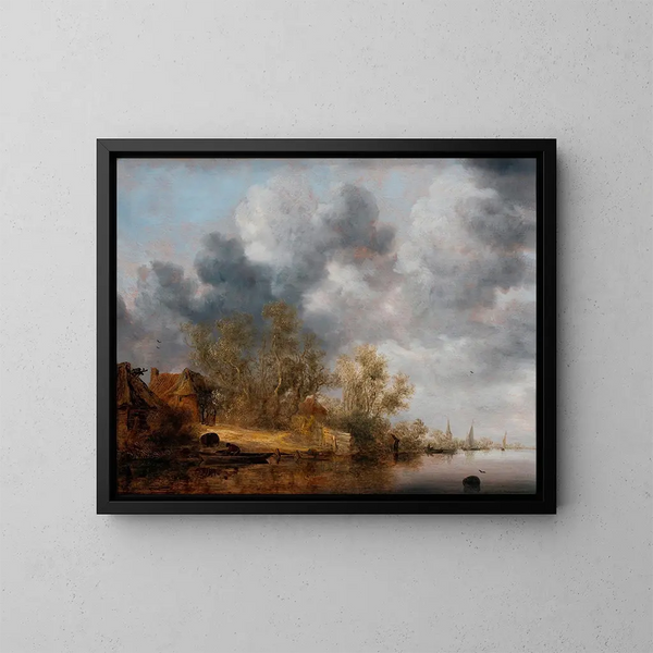 Una riva olandese - Salomon van Ruysdael — quadro incorniciato alla parete