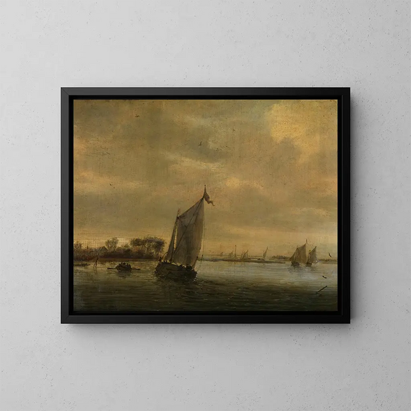 Acqua calma - Salomon van Ruysdael — quadro incorniciato alla parete