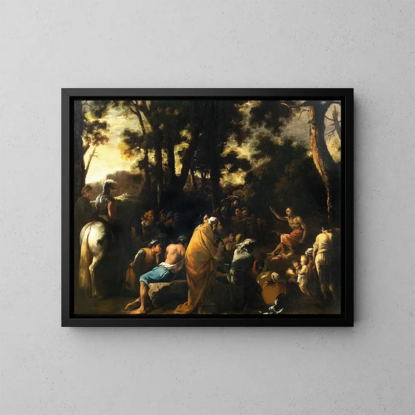 Der Predigt des heiligen Johannes der Täufer - Salvator Rosa — gerahmtes Bild an der Wand