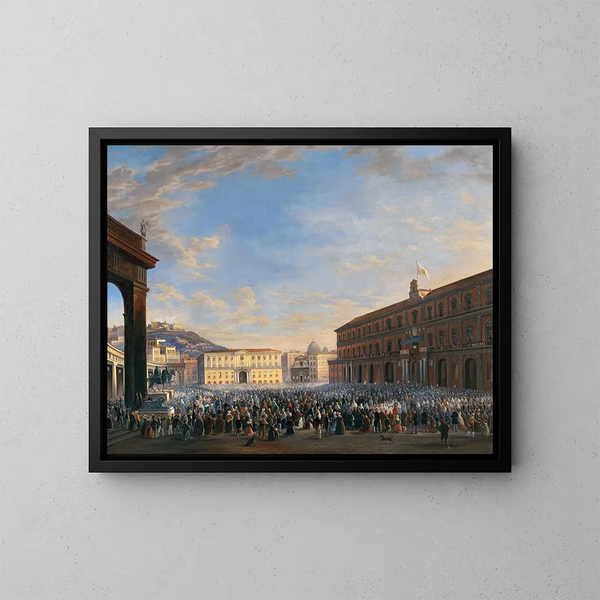 L'arrivée du pape Pie IX à Naples - Salvatore Fergola — gerahmtes Bild an der Wand