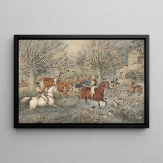 Samuel Alken - Stag Hunting The Hind at Bay In a MillStream Below a WaterMill Right.webp