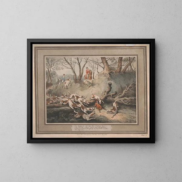 Felice colui che domina la caccia vorticosa - Samuel Howitt — quadro incorniciato alla parete
