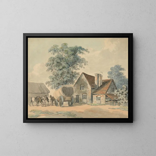 Samuel Howitt - Horses and Wagon Outside a Cottage.webp