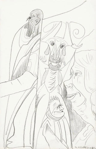 Samuel Jessurun de Mesquita - Vier figuren waaronder een man met een baard en een vrouw met een onderkin.webp