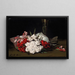 Bouquet of red and white flowers with a glass of champagne - Samuel John Peploe — framed artwork on a wall