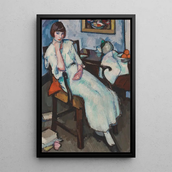 Young Girl in White - Samuel John Peploe — framed artwork on a wall