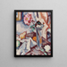 Rose rose dans un vase en verre avec des fruits - Samuel John Peploe — gerahmtes Bild an der Wand