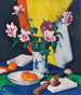 di rose rosse e rosa, arancioni e ventaglio - Samuel John Peploe — vista dell’opera