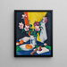 di rose rosse e rosa, arancioni e ventaglio - Samuel John Peploe — quadro incorniciato alla parete