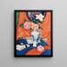 Rosen in einer Vase vor orangefarbenem Hintergrund - Samuel John Peploe — gerahmtes Bild an der Wand