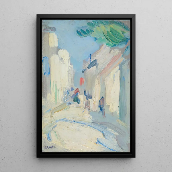 Street scene in France - Samuel John Peploe — framed artwork on a wall