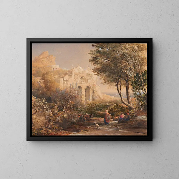 La Vocatella a Chapel costruito da un eremita vicino a Corpo de Cava nel vicinato di Salerno e Napoli - Samuel Palmer — quadro incorniciato alla parete