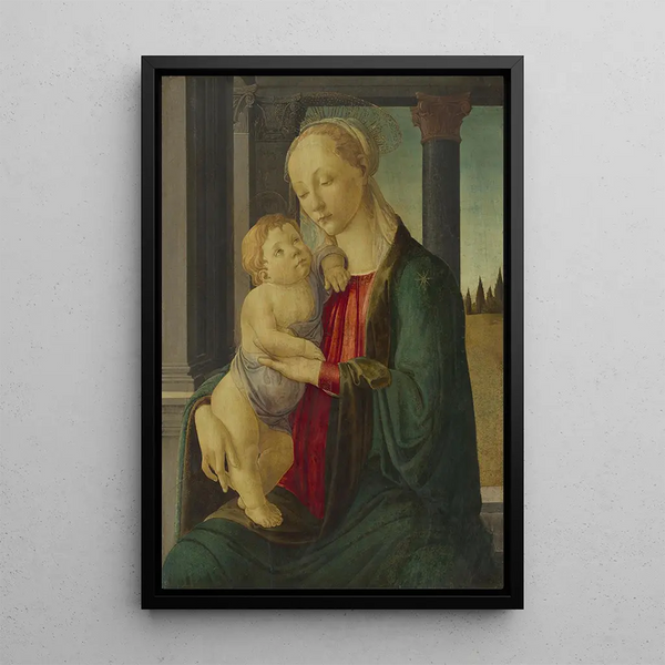 The Virgin and Child - Sandro Botticelli — framed artwork on a wall