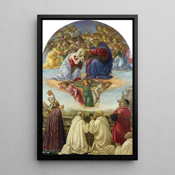 The Coronation of the Virgin - Sandro Botticelli — framed artwork on a wall