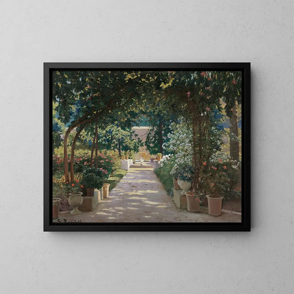 Pati de Jtiva - Santiago Rusiñol — gerahmtes Bild an der Wand