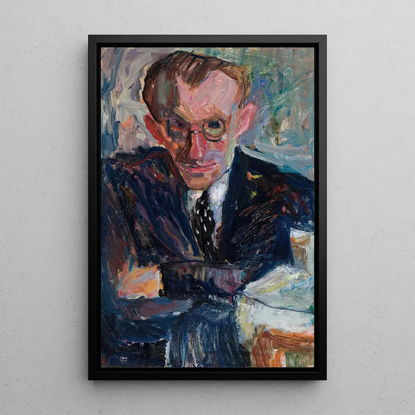 Portrait of a man with glasses - Sasza Blonder — framed artwork on a wall