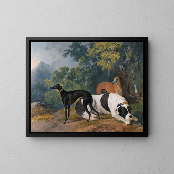 Zwei Windhunde und ein Mastiff im Besitz des Herzogs von Hamilton - Sawrey Gilpin — gerahmtes Bild an der Wand