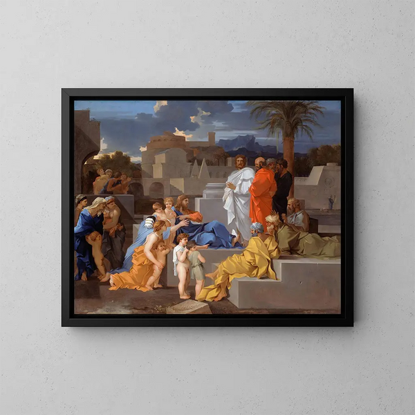 Der Christus und die Kinder - Sébastien Bourdon — gerahmtes Bild an der Wand