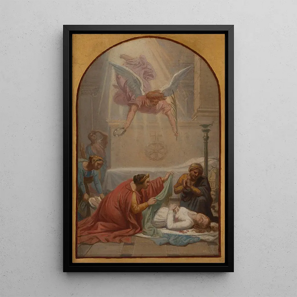 The Empress Prisca burying the body of Saint Susanna - Sébastien Norblin de la Gourdaine — framed artwork on a wall