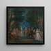 Scene in a park with figures from the Commedia dell'Arte - Marcellus Laroon the Younger — framed artwork on a wall