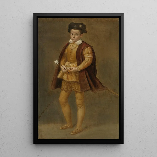 Portrait painting of a boy - School of Cremona — framed artwork on a wall