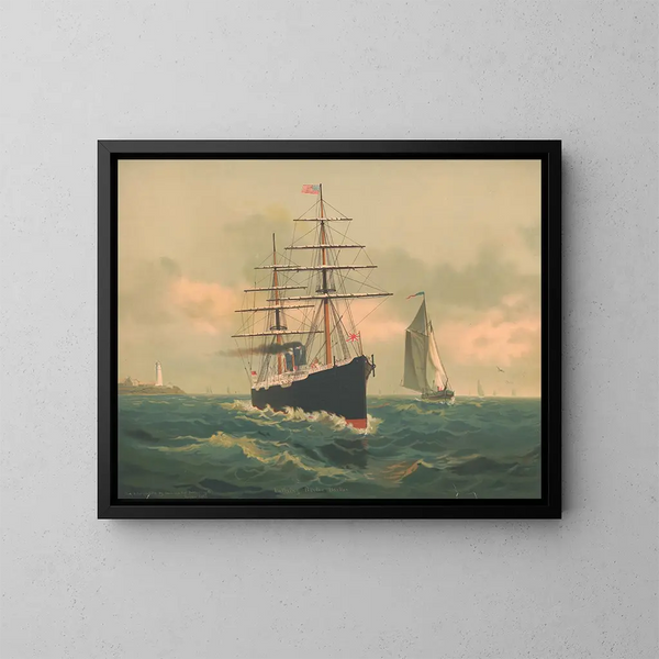 Eingang in den Hafen von Boston - Schultz Co Lith — gerahmtes Bild an der Wand