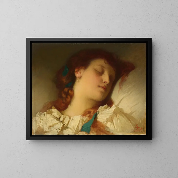 Mädchen im Schlaf - Sebastian Luz — gerahmtes Bild an der Wand