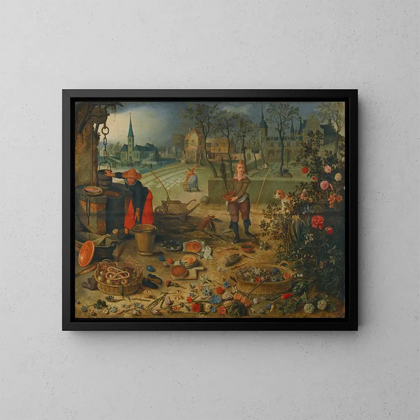 Eine Allegorie des Frühlings - Sebastian Vrancx — gerahmtes Bild an der Wand