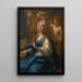 Saint Cecilia sitting at an organ with putti and an angel - Sebastiano Conca — framed artwork on a wall
