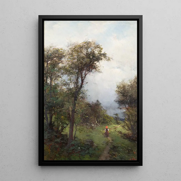 a Girl from Dalarna on the Road - Severin Nilsson — framed artwork on a wall