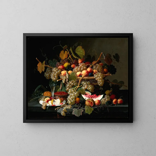 Natur stillleben mit Früchten - Severin Roesen — gerahmtes Bild an der Wand