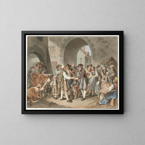 Viehmarkt - Sigmund Freudenberger — gerahmtes Bild an der Wand