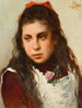 Portrait einer jungen Mädchen mit einer roten Schleife - Silvestro Lega — Ansicht des Kunstwerks