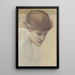 Studie eines Kopfes von Dorothy Dene, die nach unten schaut, für Die goldenen Treppen - Sir Edward Coley Burne-Jones — gerahmtes Bild an der Wand