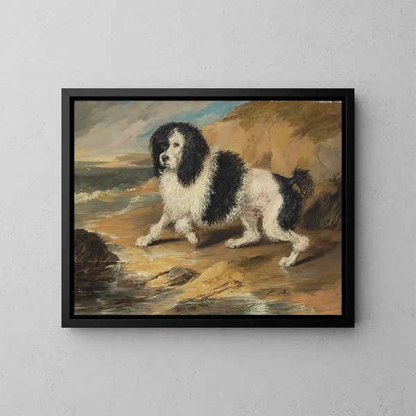 Il caniche rumoroso appartenente all'onorevole Frederick Byng - Sir Edwin Henry Landseer — quadro incorniciato alla parete