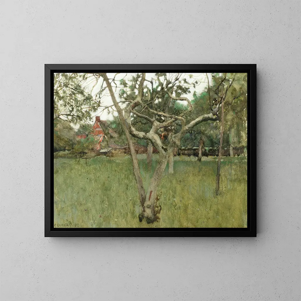 Garten der Landschaft - Sir George Clausen — gerahmtes Bild an der Wand