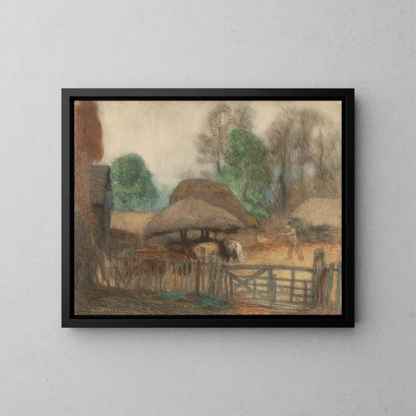 La cour de ferme - Sir George Clausen — gerahmtes Bild an der Wand