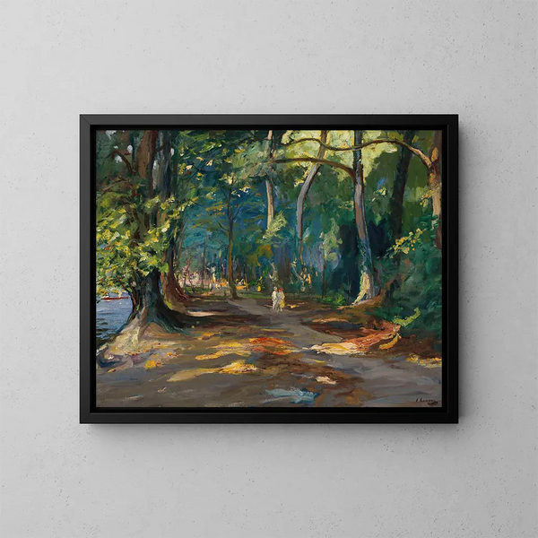 Der Weg in der Nähe des Flusses Maidenhead - Sir John Lavery — gerahmtes Bild an der Wand