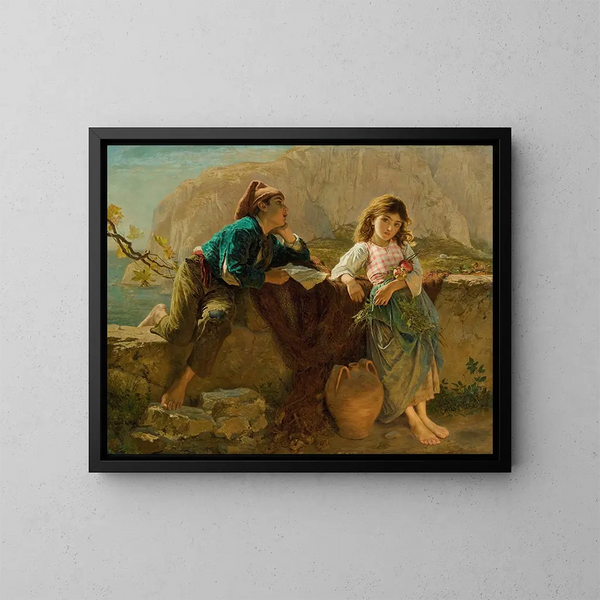 Kinder der Fischer in Capri - Sophie Anderson — gerahmtes Bild an der Wand