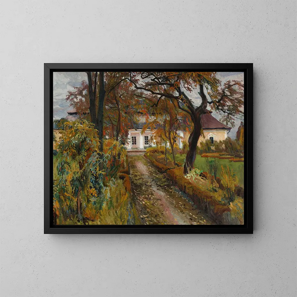 Herrenhaus im Herbst - Stanisław Kamocki — gerahmtes Bild an der Wand