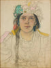 Portrait painting of Wanda Siemaszkowa in the role of Miss Mode in The Wedding by Stanisław Wyspiański - Stanisław Wyspiański — artwork view