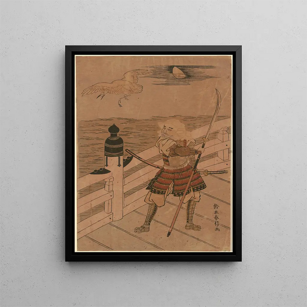 Suzuki Harunobu - Benkei and Heron on Bridge.webp