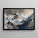 Abstraktes Gemälde – Mineralische Erhebung | Wandposter mit stilisierter Berglandschaft in neutralen Tönen und goldenen Details