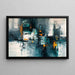 Quadro Astratto – Frammenti Urbani | Poster Murale Moderna con Colori Freddi e Tocchi Arancioni