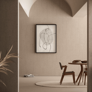 Tableau Design Noir et Blanc – Essence Féminine | Poster Abstrait Minimaliste Élégant | Ligne Continue Moderne pour Intérieur Épuré