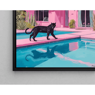 Tableau Panthère Noire et Villa Rose - Évasion Moderne